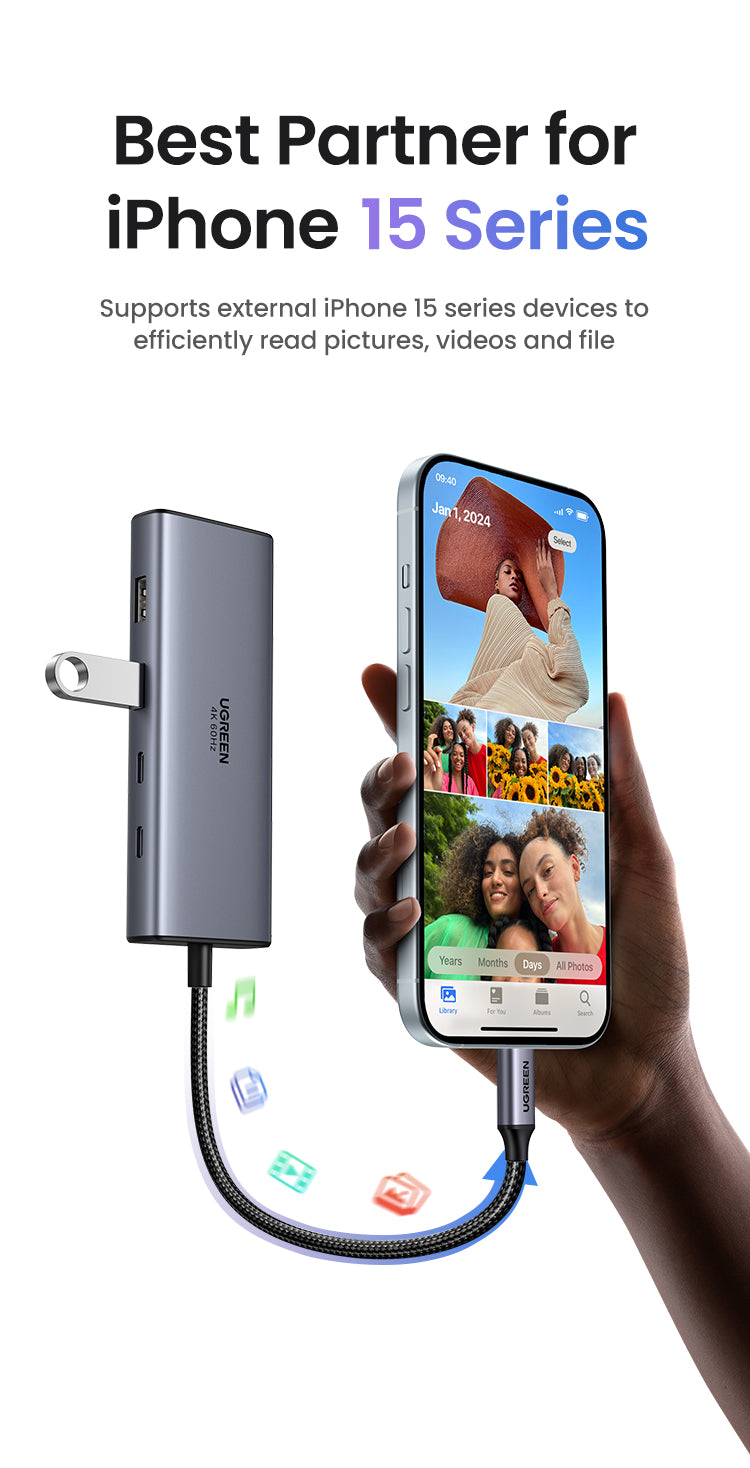 Station d'accueil USB C - 2 ports HDMI (4K à 60 Hz) / 2 ports USB-A 3.2+2 / 2 ports USB-C 3.2+PD (100 W)