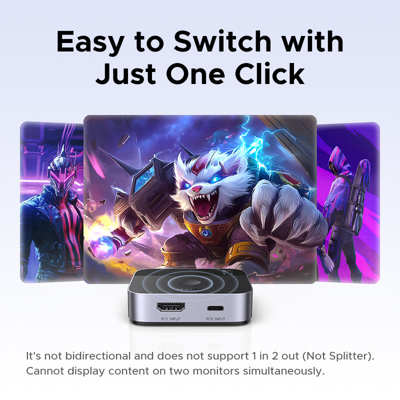 Commutateur USB-C + HDMI (4K à 60 Hz) : 2 entrées, 1 sortie