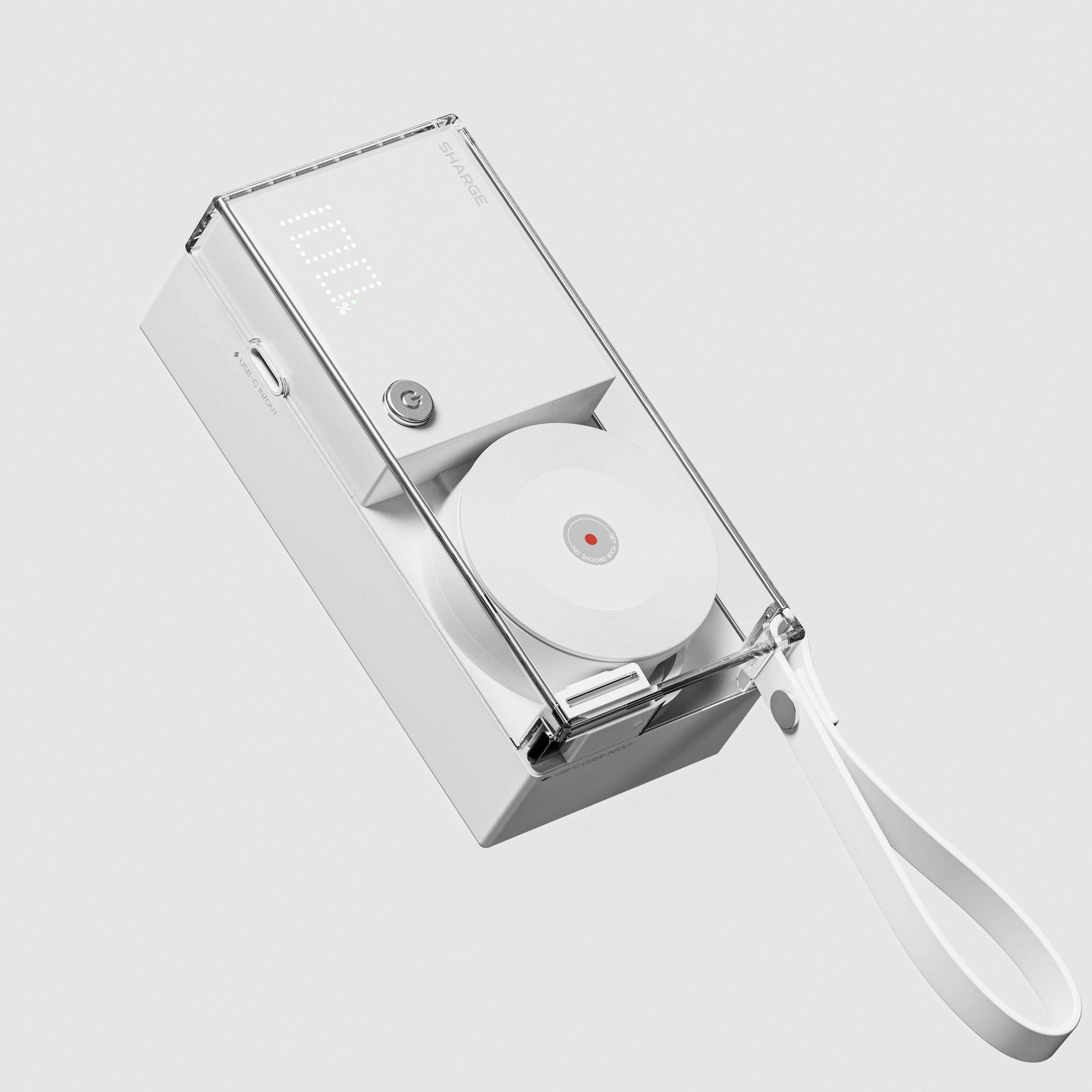 36W -10000 mAh Power Bank - Retractable 3 in 1 - White