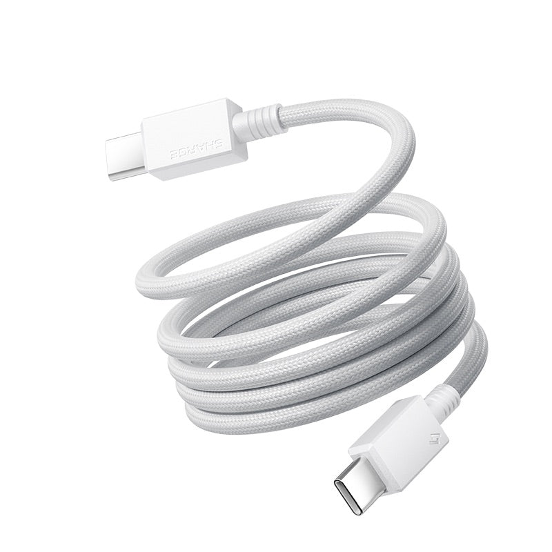 Câble de charge rapide magnétique tressé en nylon - 240 W - USB-C vers USB-C - 1 m - Blanc