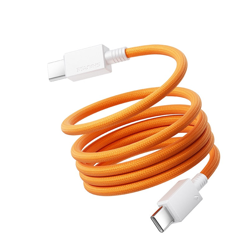 Câble de charge rapide magnétique tressé en nylon - 240 W - USB-C vers USB-C - 1 m - Orange