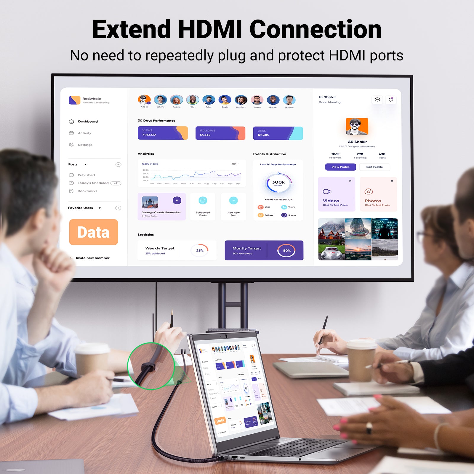 Câble d'extension HDMI 8K mâle vers femelle