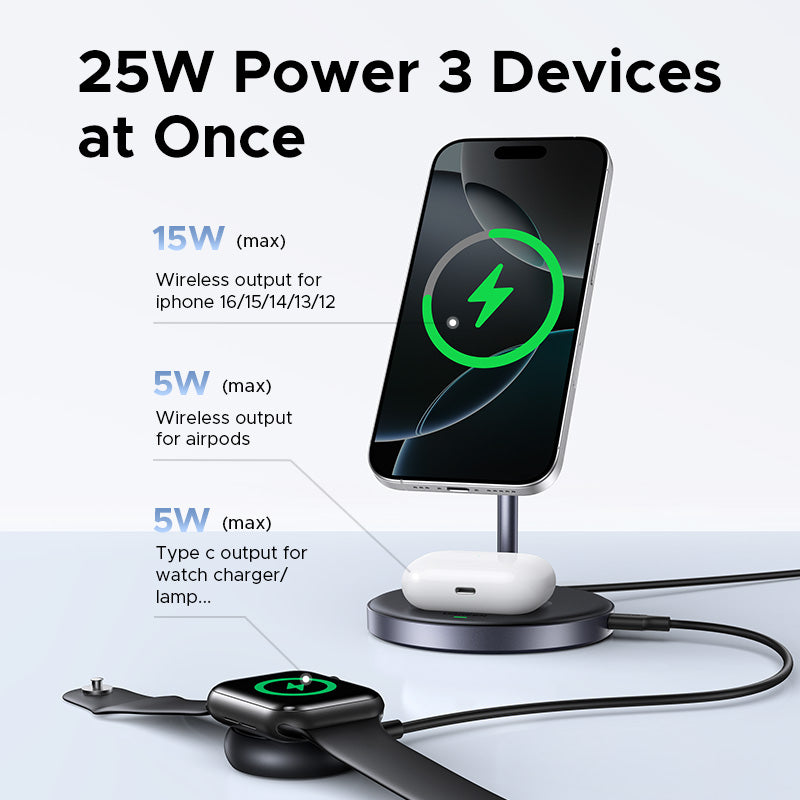 Chargeur sans fil Qi2 25W 2-en-1