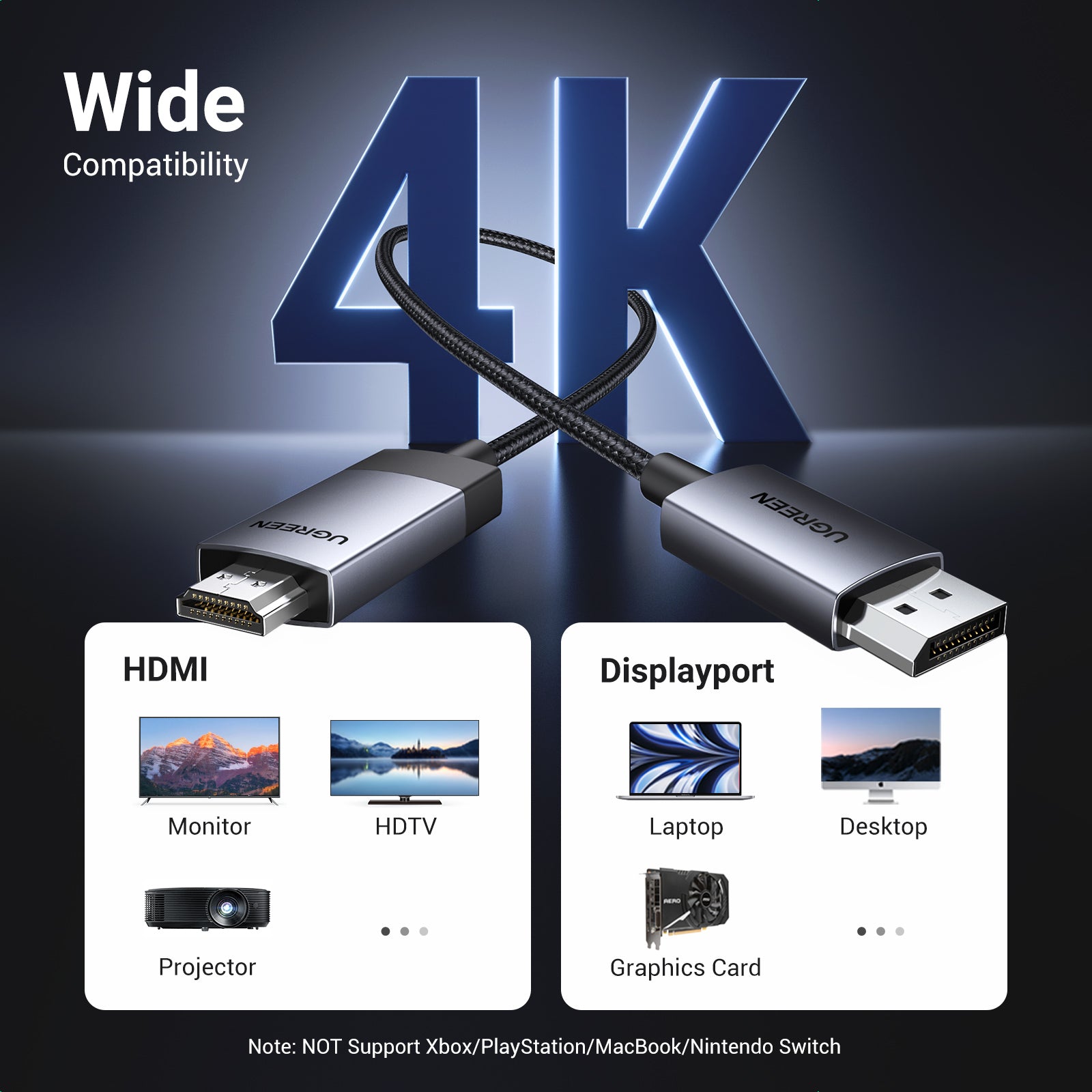 Câble DP mâle vers HDMI mâle 4K (3 M)