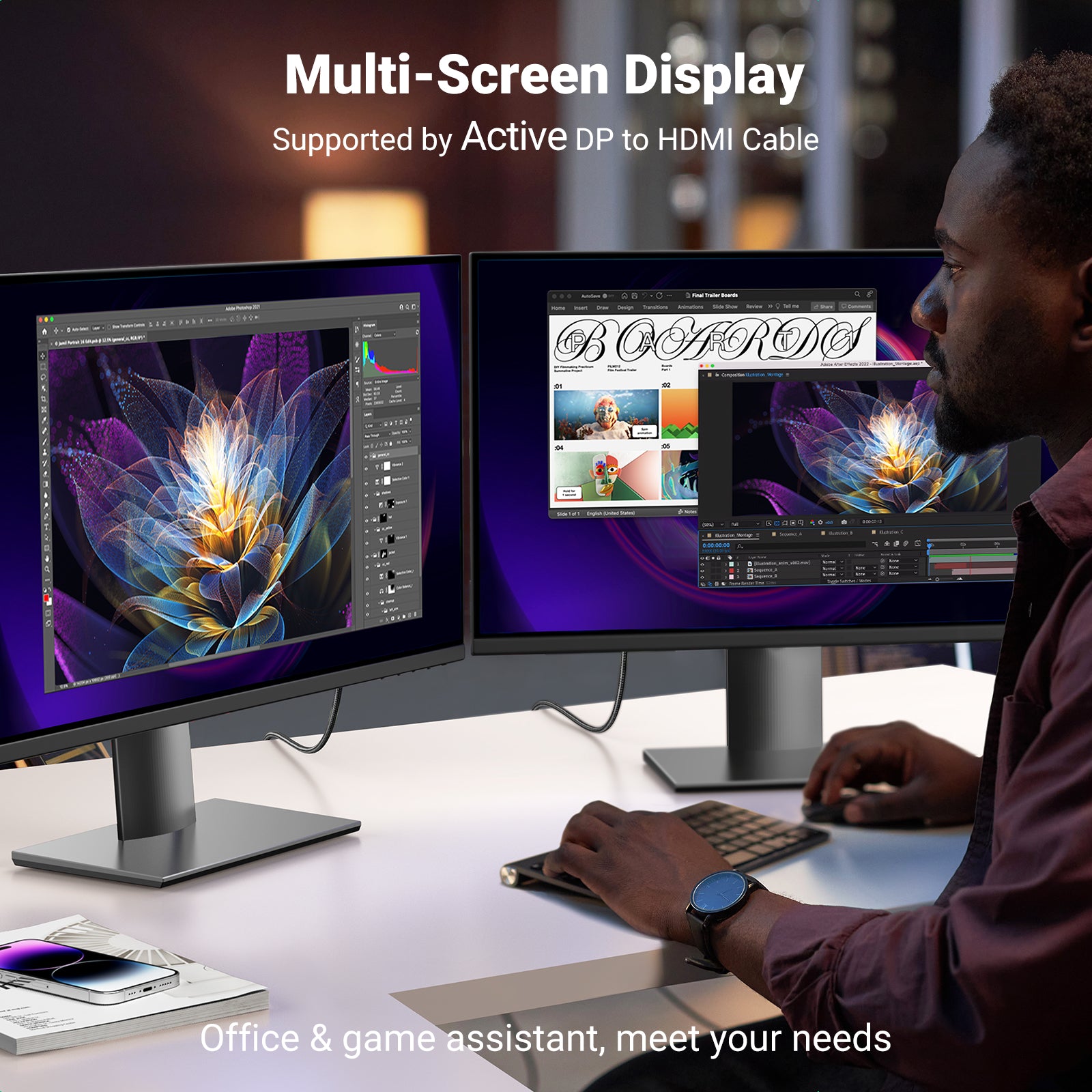 Câble DP mâle vers HDMI mâle 4K (3 M)