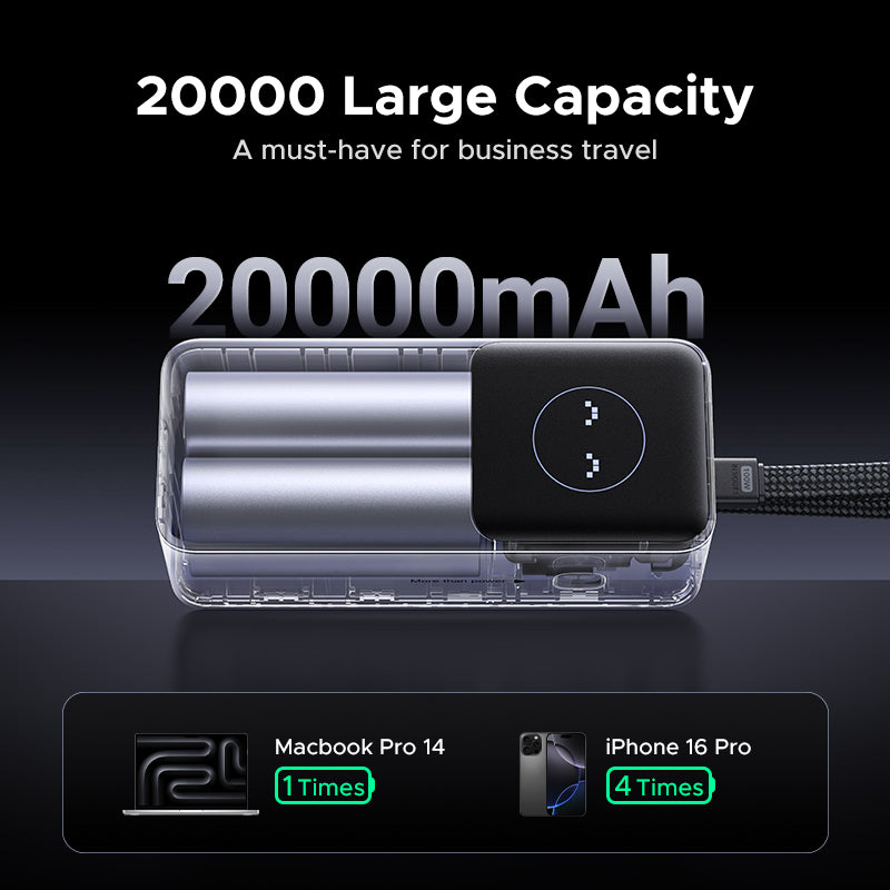 20000mAh 130W Power Bank with 100W Built-in Cable