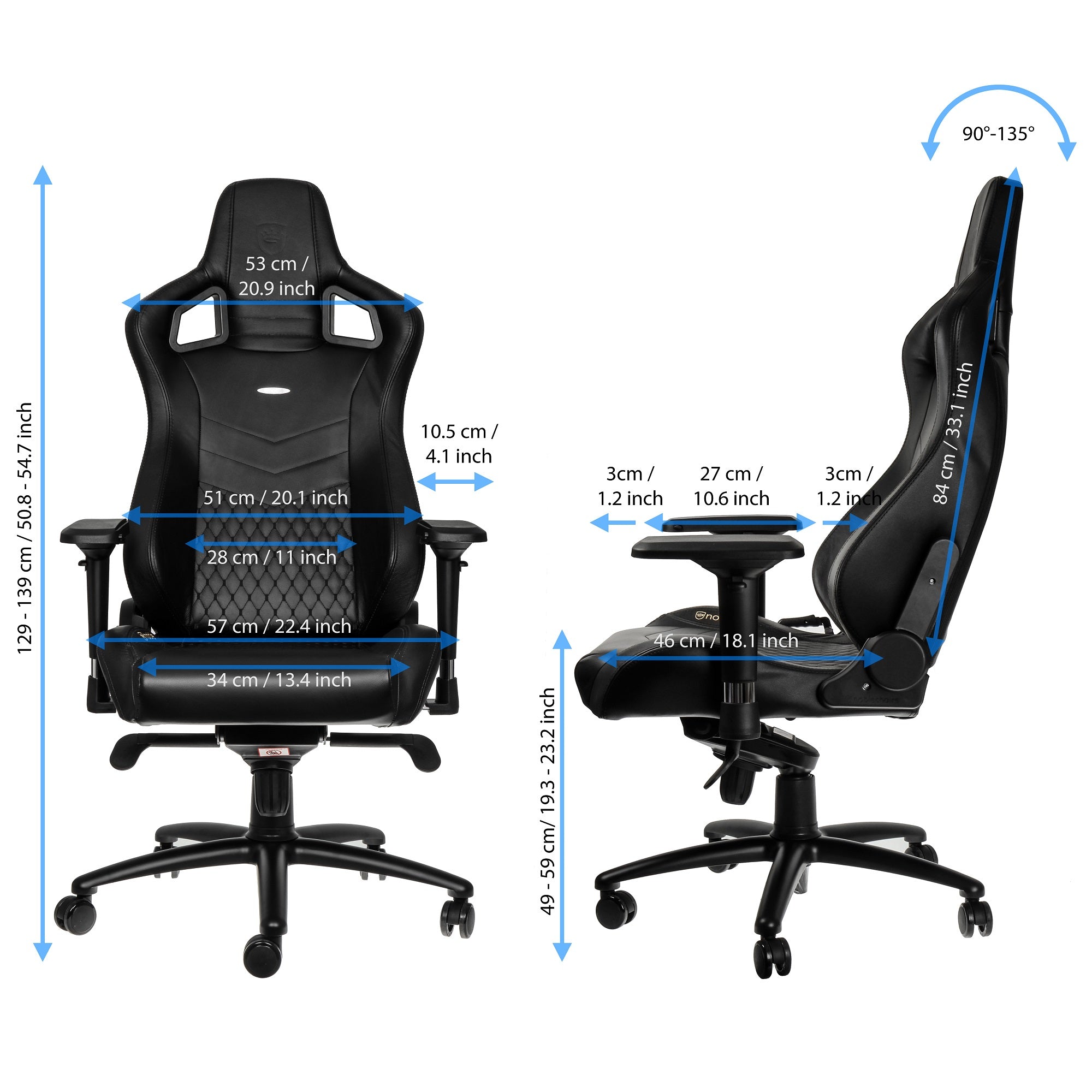 Chaise de jeu EPIC - noir - cuir véritable