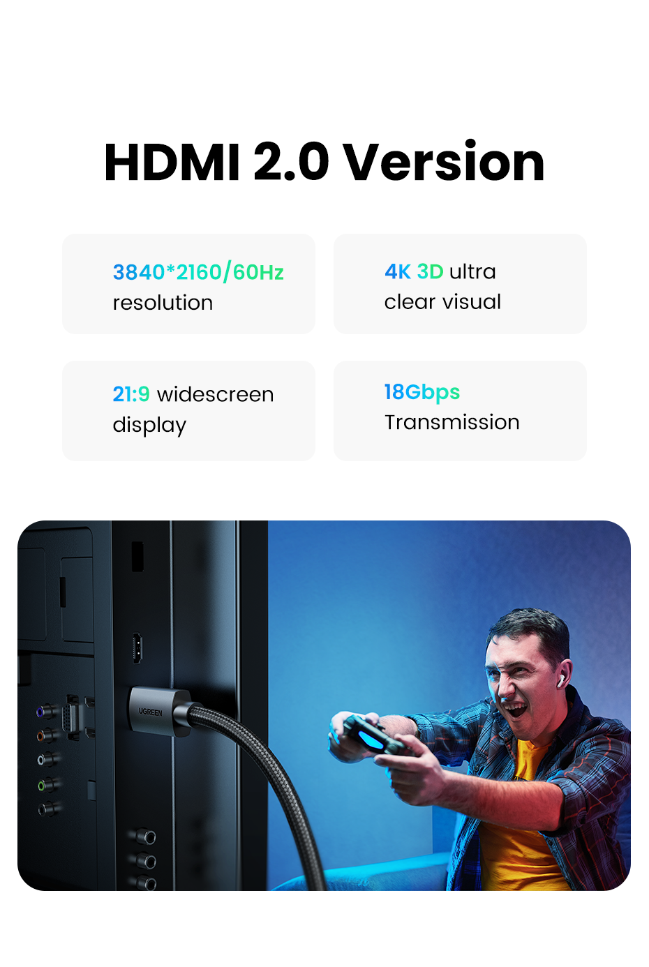 Câble HDMI 4K mâle vers mâle 3M