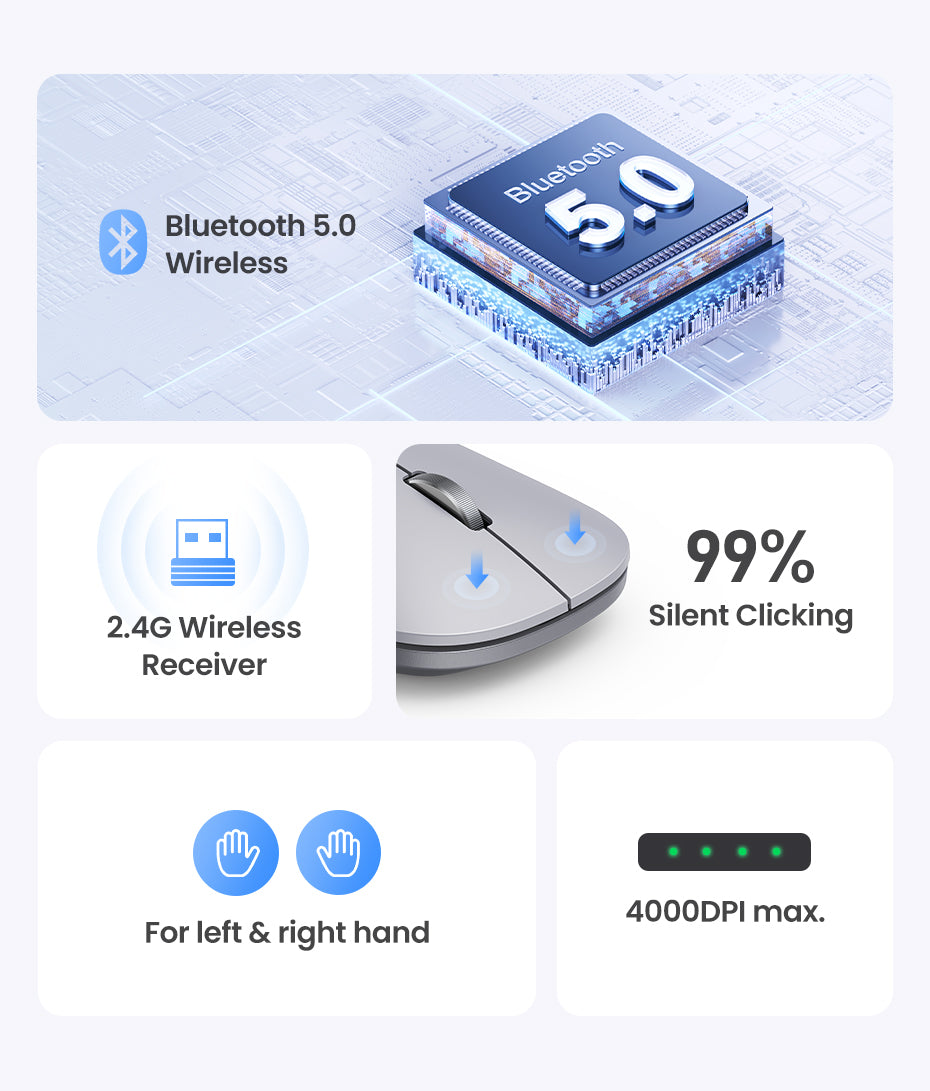 Portable Wireless Mouse - Light Gray