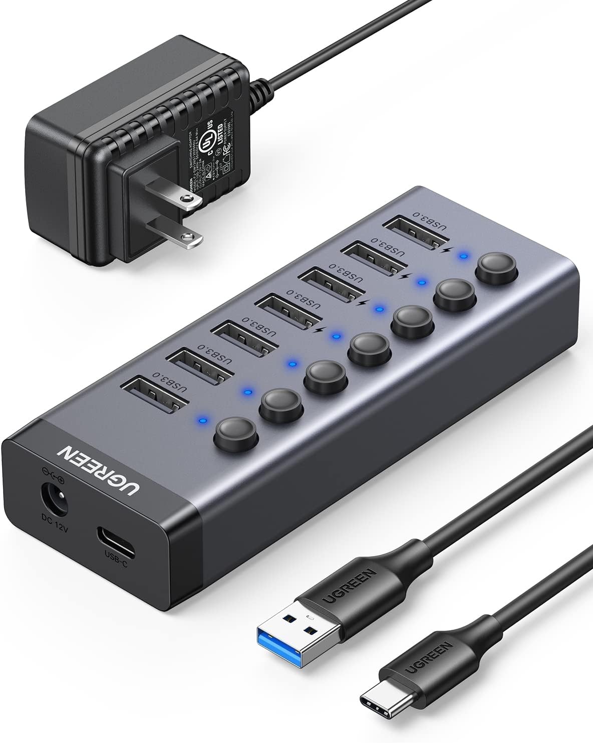 7 Port USB 3.0 Hub (12V 2A Power Supply)