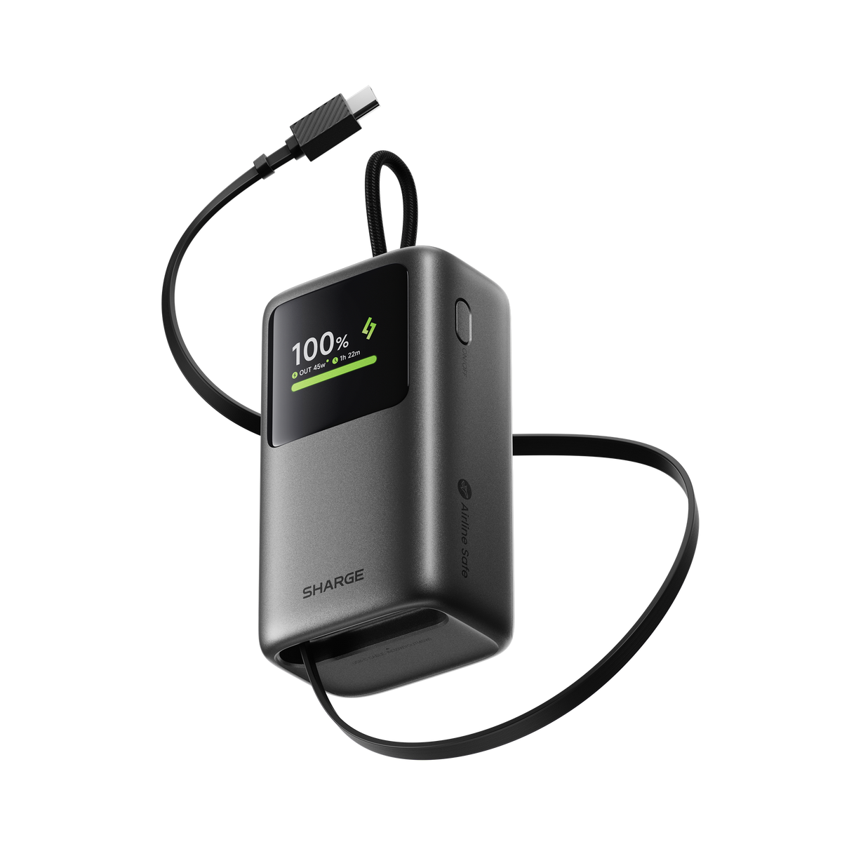Batterie externe E3 rétractable 45W - 10000mAh - Grise