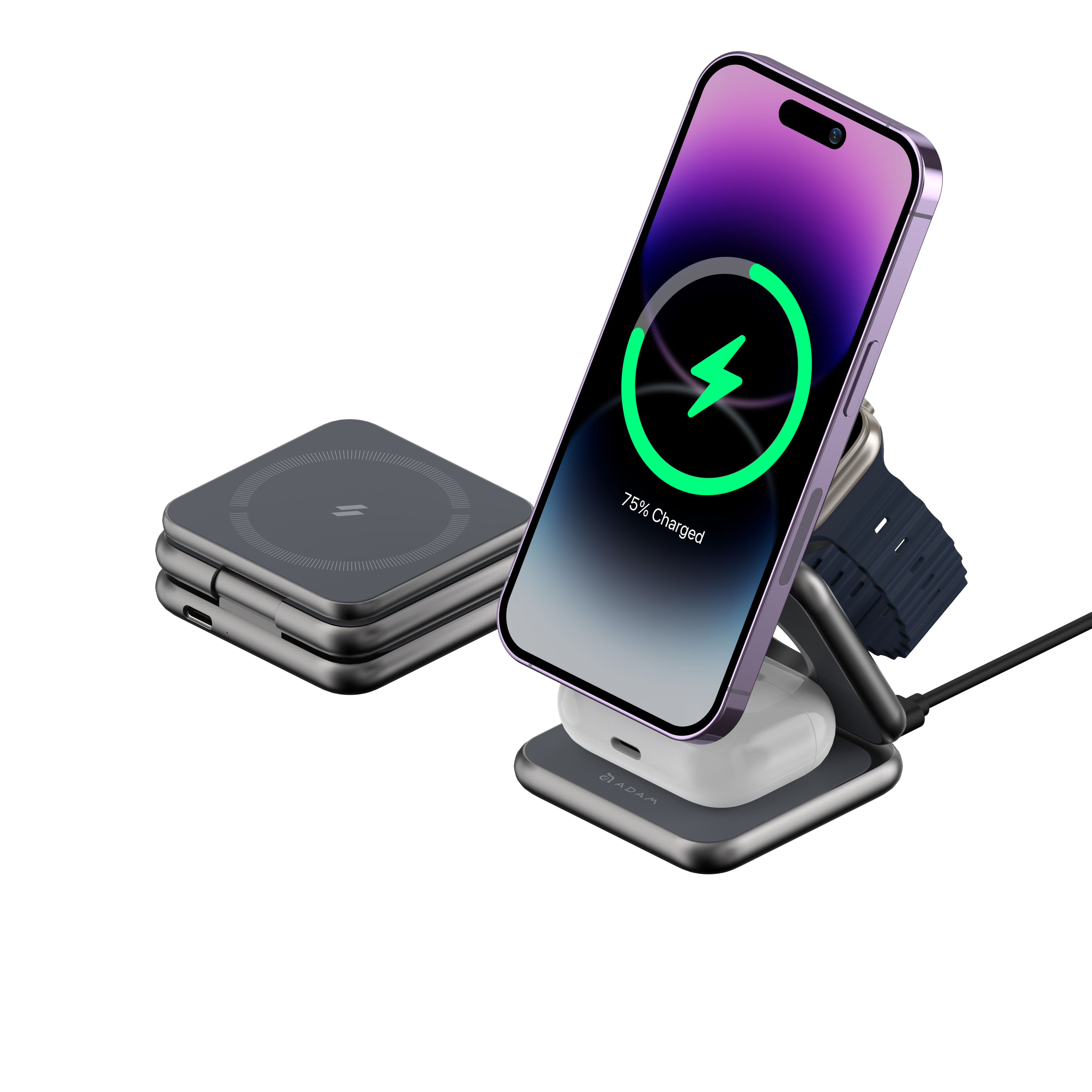 Mag 3 - Magnetic 3-in-1 Foldable Travel Charging Station