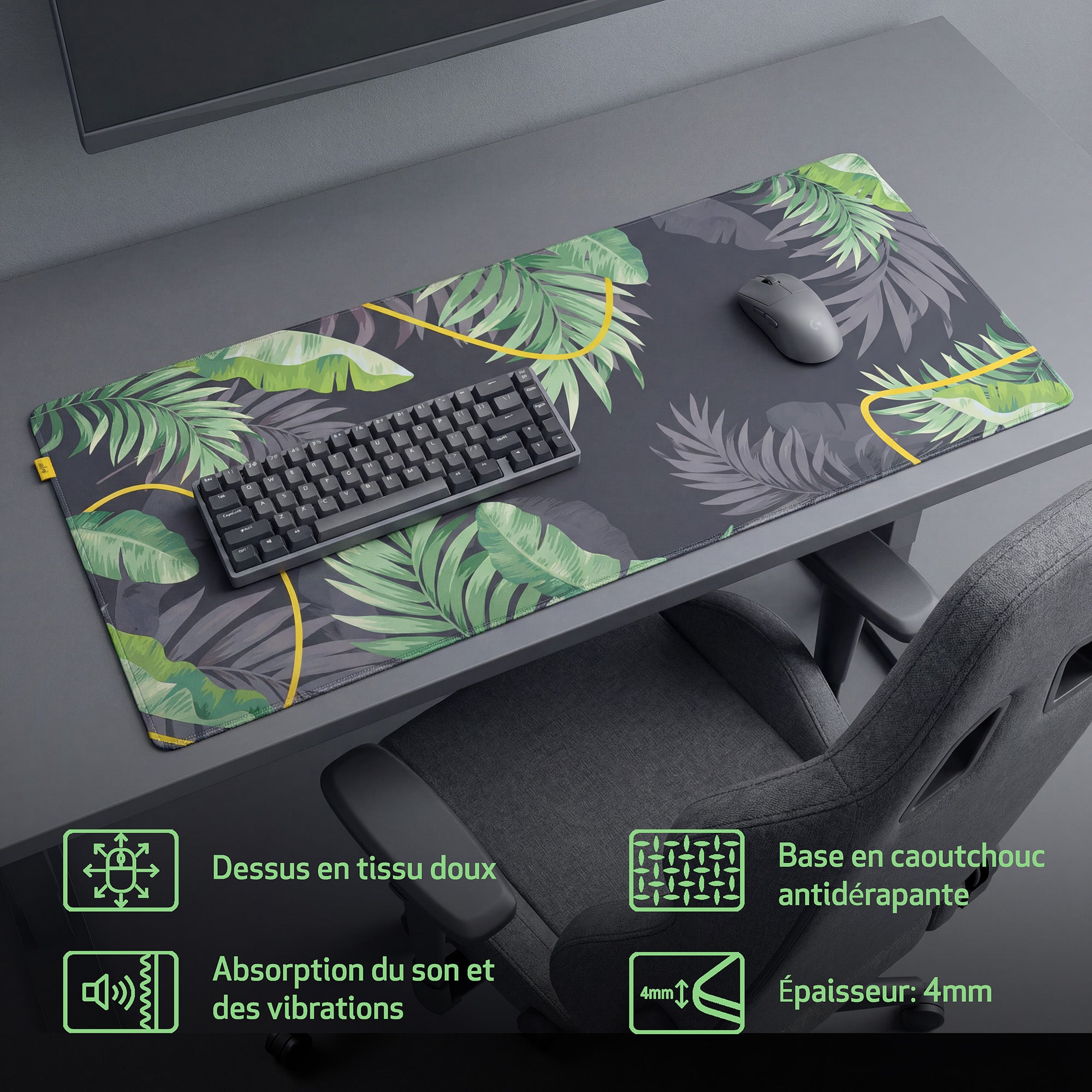 Sous-main en tissu - Lush - Vert jungle