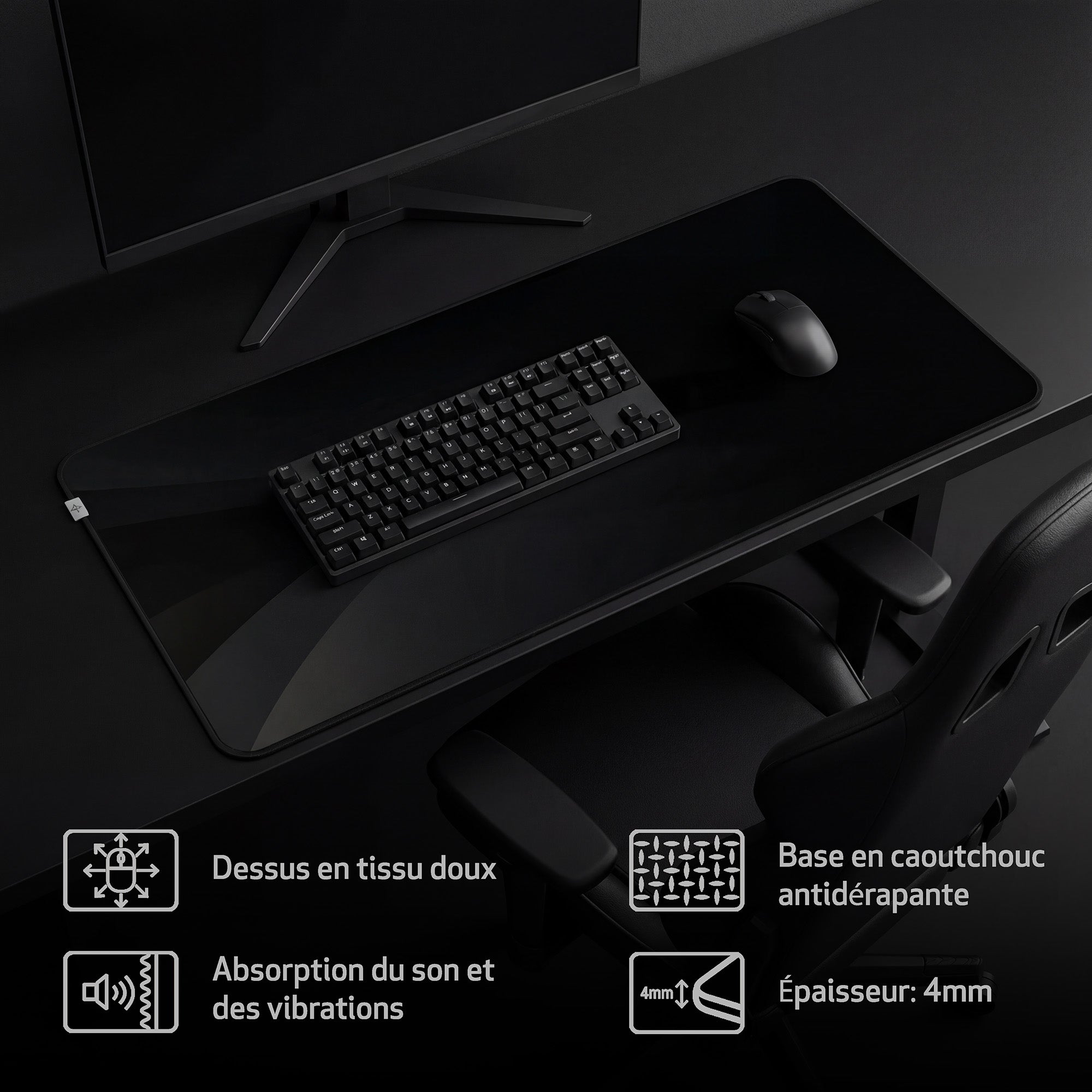 Sous-main en tissu - Grand format - Fumée