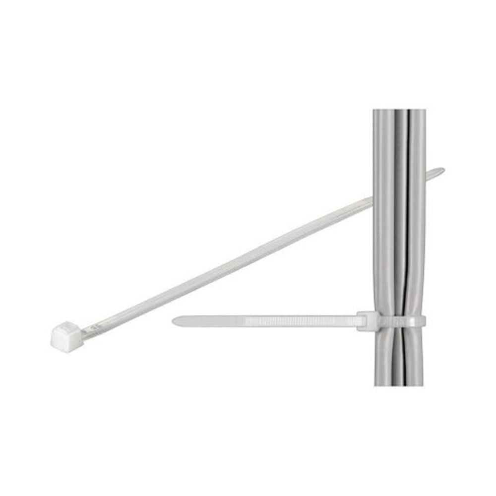20cm White Zip Tie, 100 Pack