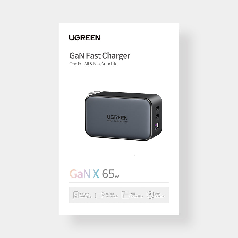 65W GaN Fast Charger - 2 USB C, 1 USB A